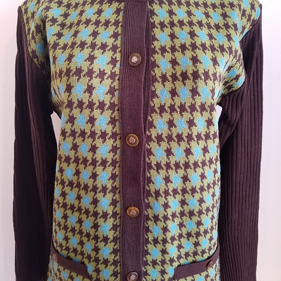 Adolfo Brown Houndstooth Sweater - Picture 3 of 4